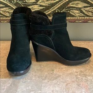 Black UGG suede dressy wedge bootie